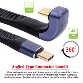 chenyang USB C kurzes Kabel USB4 Typ C 40Gbit/s PD 240W 8K@60 Hz schlankes flaches U-förmiges abgewinkeltes Verlängerungsdatenkabel 13cm