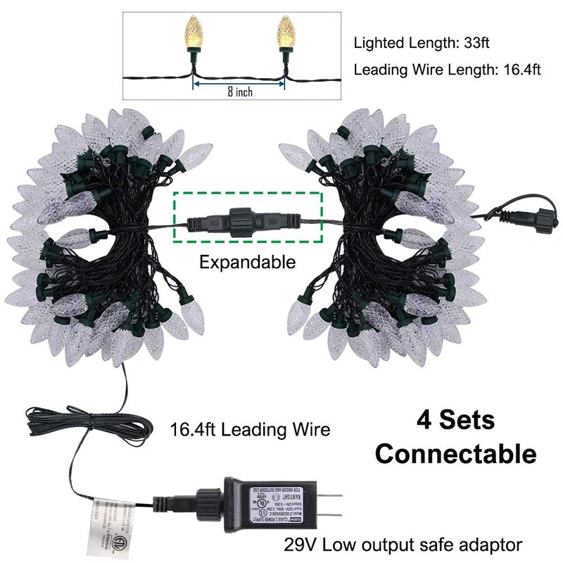 Blissun C9 Led Christmas String Lights, 50 LED 33 ft