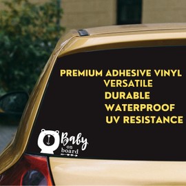 Baby On Board Car Vinyl Decal - Cute Safety Reminder Sticker for Vehicles - Cute and Safety Sign Window Decal - Easy to Apply and Highly Visible - car Vinyl Decal (Design 2, Matte White)