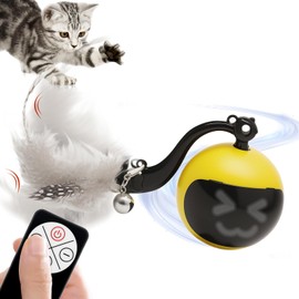 PHIXBEAR Cat Toys for Indoor Cats, Automatic Moving Ball Interactive Play Remote Control,Chirping Bird Cat Toy Balls, Colorful Twinkling Light, Funny Automatic Pet Toys Fast Moving with Feather