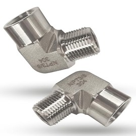 2 piezas de codo de calle a 90 grados, adaptador de codo de calle forjado de acero inoxidable 304, conector de tubería de rosca hembra NPT de 3/8" x r