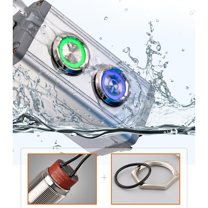 HBAN 22mm Momentary Stainless Steel Flat Round Pre-Wired Head Push