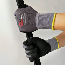 QEARSAFETY 6 Pairs Microfoam Nitrile Rubber Palm Coated Work Safety Gloves, Breathable, Abrasion, Logistics, Warehouse, General Purpose Use, Dexterity, Gray Color (XL)