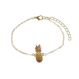 Miniblings Pin Badge Pineapple Anklet Gold 25Cm