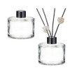 Set of 2 Round Glass Diffuser Bottles with Black Caps