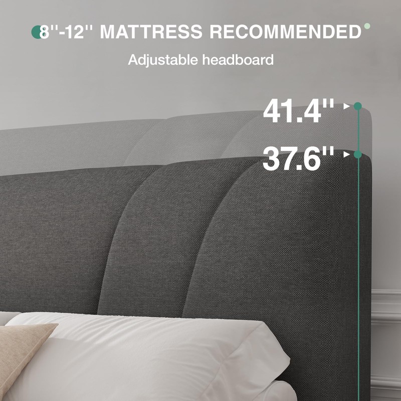 Novilla Queen Size Bed Frame Upholstered Platform Queen Bed Frame