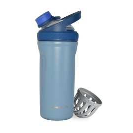 MUGSTUR Shaker Bottle Perfect for Protein Shakes and Pre Workout Insulated Stainless Steel Leak Proof Protein Shaker Bottles for Protein Mixes, 24 oz (710 ml) (blue)