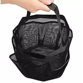 Techtongda Black 8 Portable Mesh Shower Bathroom Basket Bag Quick Dry Breathable Caddy Tote