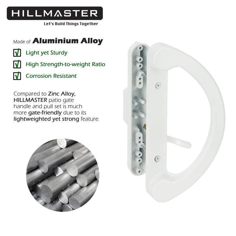 HILLMASTER Patio Door Handle Set with Mortise Lock 45° for