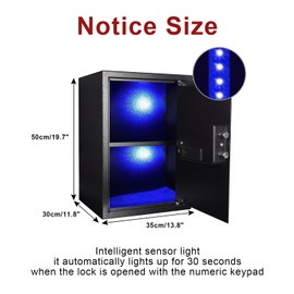 Safe Box with Sensor Light, Security Safe Steel Construction Hidden Money Safe with Lock,Wall or Cabinet Anchoring Design for Home, 1.85 Cubic Feet Black