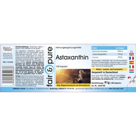 Fair & Pure® - Astaxanthin Capsules 7 mg - 180 Capsules - Natural - Micro-Encapsulated - No Magnesium Stearate - for 3 Months