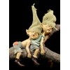 Pixie Goblin Figures Sleeping on Branch, Gnome Dwarfs
