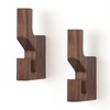Walnut Wood Wall Peg Rack Hooks 2 Pack, Natural Wooden