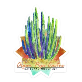 Die Cut Sticker Organ Pipe Cactus National Monument, Arizona, Cactus, Watercolor, Contour Vinyl Sticker 1 to 3 inches (Waterproof Decal for Cars, Water Bottles, Laptops, Coolers), Small