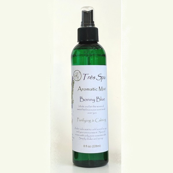 Très Spa Bonny Blue Aromatic Mist –Purifying & Calming - Lavender & Rosemary Essential Oils Versatile 100% Natural Skin Safe Eco-Friendly & Alcohol Free