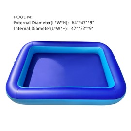 Inflatable Splash Pool for Kids, Plastic Wading Pools Outdoor, Large Sensory Sand & Water Play Pit for Toddlers, Kiddie Small Swimming Pool with Air Pump, Sand Box Backyard (77"*53"*9"-L)