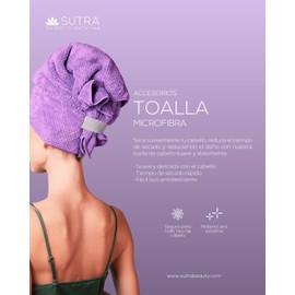 SUTRA Beauty - Toalla De Microfibra para Cabello - Secado Rapido Y Antipelusa - Toalla De Pelo Absorbente - 101.6 cm x 58.5 cm