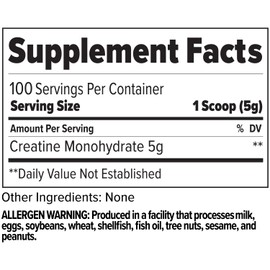 Zone Creatine Monohydrate Powder - Micronized Creatine for Men and Women, Suppot Muscle Growth, Endurance (Unflavored, 5g per Scoop, 100 Servings)