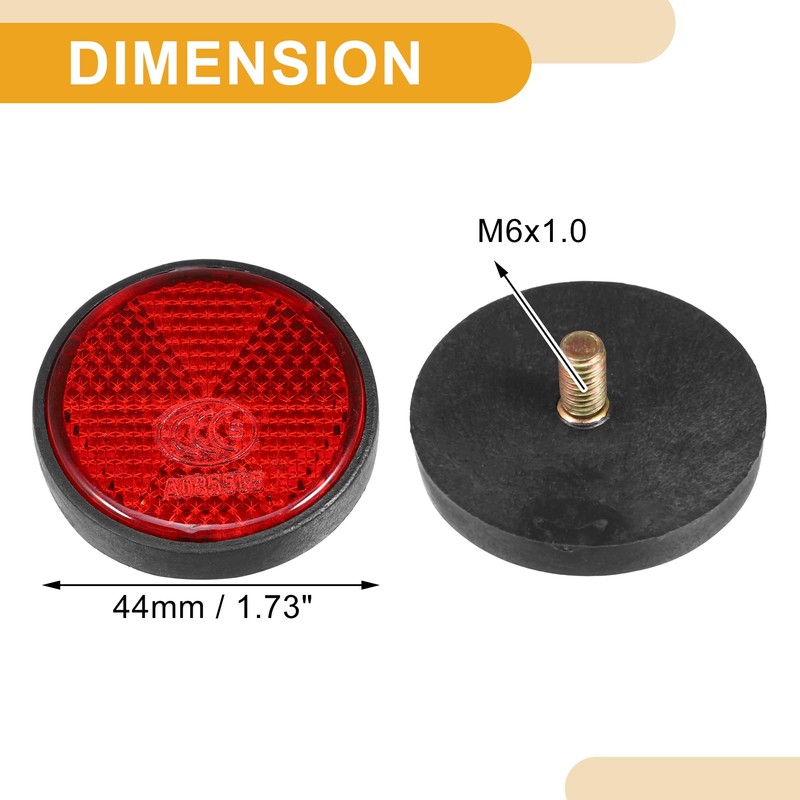 Partuto 8 Pcs Universal Universal Reflector - Plastic Red