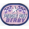 "POWDER PUFF DERBY" PATCH -Iron On Embroidered Applique/Vehicles, Racing, Fun
