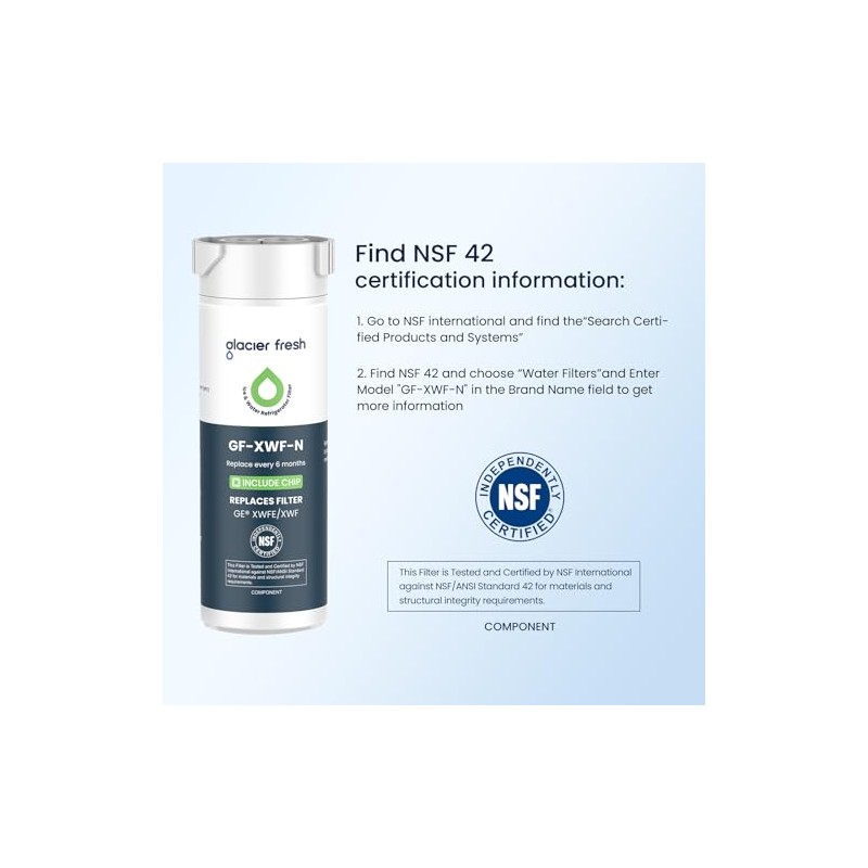 GLACIER FRESH Water Filter Compatible with XWFE (Built-in CHIP), Replacement