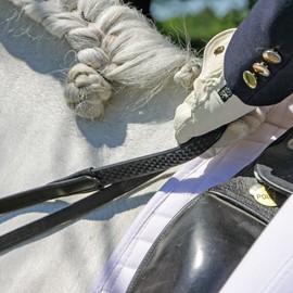 Joseph Sterling Soft Rubber Beaded Reins for Horses | Elegant Dressage Design | Supple Sedgwick Leather | Enhanced Grip with Soft Rubber Bead | Suitable for Snaffle or Double Bridle | Size 54" Reins