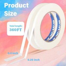 KIWIHUB 2 Pack White Artist Tape for Watercolor Paper, White Art Masking Tape for Drafting Painting Canvas Framing - Acid Free 0.25" x 180 FT & 0.4" x 180 FT