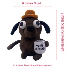Tavashome This is Fine Dog Plush, 11" inches Sized, Funny Coffee Drinking Dog Stuffed Animal Action Figures Soft Dolls Plushies, Xmas Birthday Party Holiday Humorous Hilarious Ideal Gifts (Chocolate)