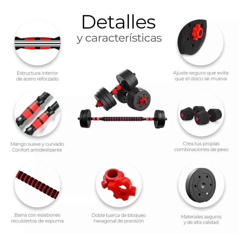 Otra Volta Kit Mancuerna Pesas Barra Recta Ejercicio Ajustable De