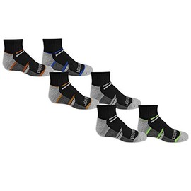 Fruit of the Loom - 6 pares de calcetines de tobillo con media almohadilla, color negro, talla mediana (zapato: 9 – 2,5)