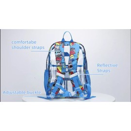 HTWO Clear & Blue Backpack Stadium Approved 17” PVC