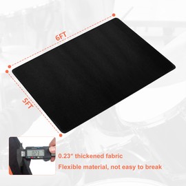 Drum Rug, 5X 6 Ft Drum Mat Carpet Music Rug with Non-Slip Bottom, Soundproof Electrical Pads for Drummers, Black
