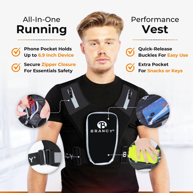 Brancy Running Phone Holder Vest | Lightweight & Durable Running