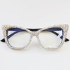 ICARA Rhinestone Cat Eye Reading Glasses Womens Cute Computer Blue