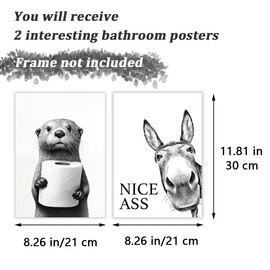 Artspherees Bathroom Picture Set of 2 Toilet Pictures Decorative Poster Bathroom Pictures Poster Funny and Humorous Pictures for Bathroom Toilet Washroom Decoration 21 x 30 cm Unframed