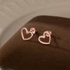 Reffeer Solid 925 Sterling Silver Open Heart Earrings Stud for