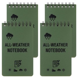 4 Pack Waterproof Notebook, 3x5 Pocket Notepads, All Weather Police Notepad, Mini Notebooks Bulk with Lined Pages, Mini Spiral Notepad 50 Sheets per Notebook for Outdoor Home Office School (Green)
