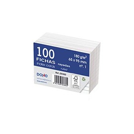 dohe 30360 – Pack of 100 Sheets White Card Stock Rayadas, 180 g, No. 1, 65 x 95 mm