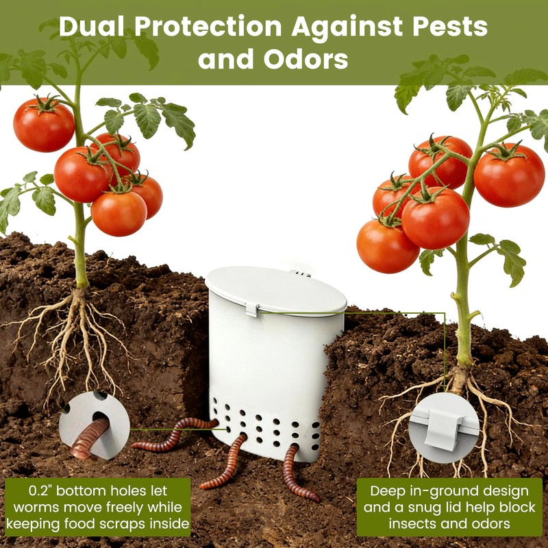Underground Kitchen Food Waste Compost Bin, Mini Worm Farm Vermicomposting