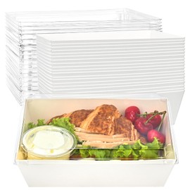 Ocmoiy Large Charcuterie Boxes with Clear Lids 8x6 inches, 20 Pack To Go Food Containers Take Out Bakery Boxes for Cupcakes & Cocoa Bombs, Bread, Pastry (White)
