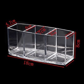 eKsdf Cosmetic Organiser Transparent Acrylic Cosmetic Brush with 3 Compartments Makeup Storage Box Makeup Box Lipstick Brush Holder