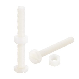 sourcing map 20 Pairs Nylon Screw Nut Assortment, M6x50mm Slotted Pan Head Screws & M6 Hex Nuts for Machinery, Electronics, White