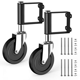 Ronlap Gate Wheels for Wooden Gate, Gate Caster Spring Loaded for Metal Tube Swing Vinyl Gate Heavy Duty, Outdoor Rolling Fence Gate Support Wheel Rollers Kit, 250 Lbs Capacity, 5-Inch, 2 Pack, Black