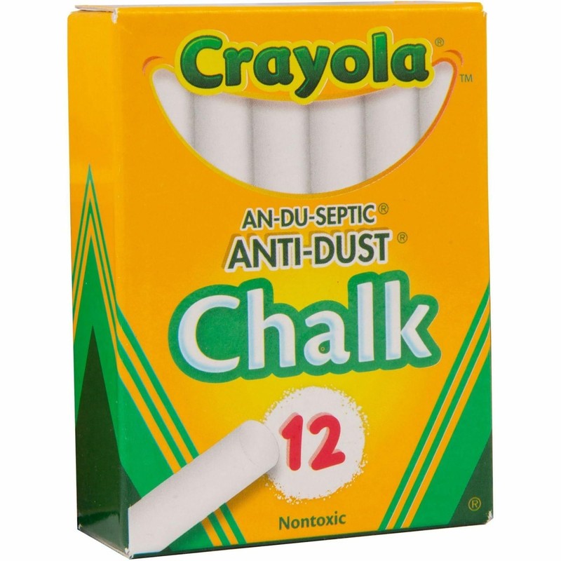 Crayola(R) Anti-Dust Chalk, (White) Box Of 12 Sticks