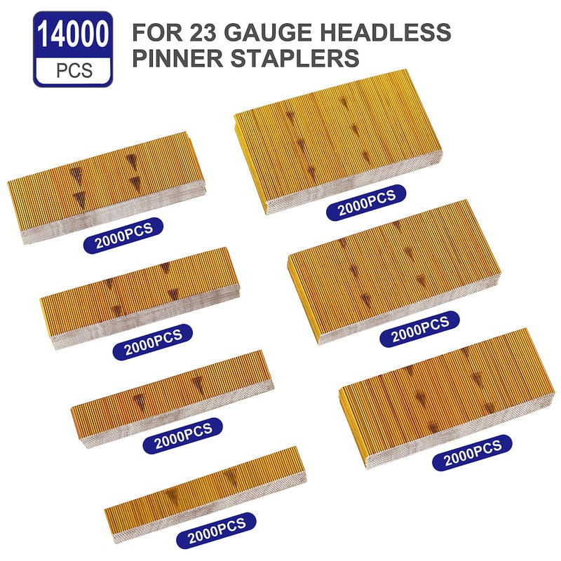 HAMWOO 14000 pcs 23 Gauge Pin Nails, Headless Pinner Nails,