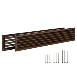 TURvent 17.7" x 3.6" Door Vents for Interior Doors - Brown Vent Cover with Screws - Plastic Ventilation Grille Two Sided - Air Register for Bathroom, Garage, Kitchen - Cut-Out Area 17x3.1 inch