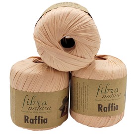 120 g Fibra Natura Raffia Yarn, 100% Viscose/Cellulose, Macrame Cord, Natural Yarn, Plain (Apricot 116-23)