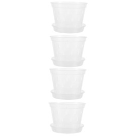 BESPORTBLE 4sets Clear Plastic Orchid Pots with Saucers of Breathable Nursery Pots for Indoor and Outdoor Planting for Orchids Vegetables and Flowers Lightweight and Durable Design