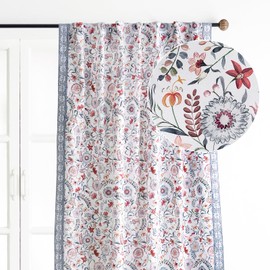 Maison d' Hermine Curtains for Living Room 100% Cotton 96 inch Length One Panel Light Filtering Curtains for Windows with Rod and Loop Pockets Gifts for Mothers Day (Nellore, 50" W x 96" L)