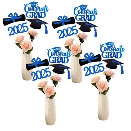 YuBoBo Graduation Decorations Class Of 2025 Table Vase Toppers Deco. 16 PCS Party Deco Supplies Photo Props Kits Big Sticker Kids Party Centerpieces Favor (Blue)